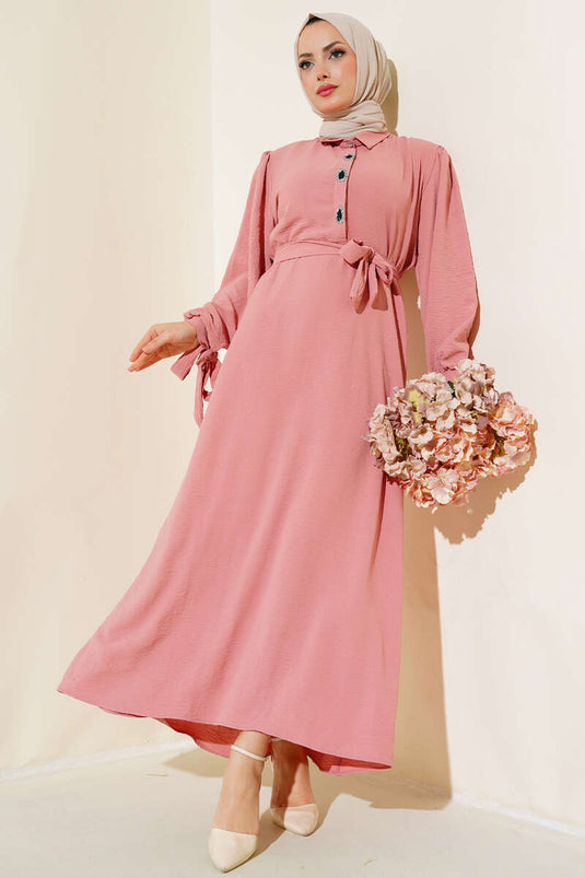 Robe Nouée À Manches Poudre