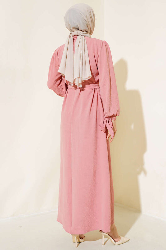 Robe Nouée À Manches Poudre