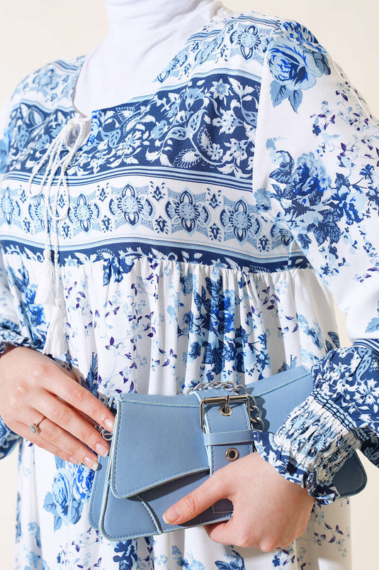 Robe bleue à motifs avec poignets Gipel