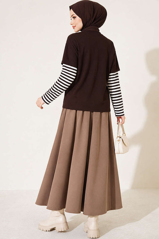 Gestreiftes Muster Sweatshirt In Warmer Braun