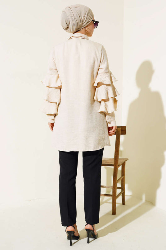 All Ruffled Shirt Beige