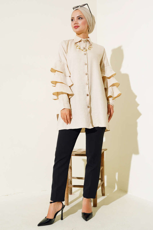 All Ruffled Shirt Beige