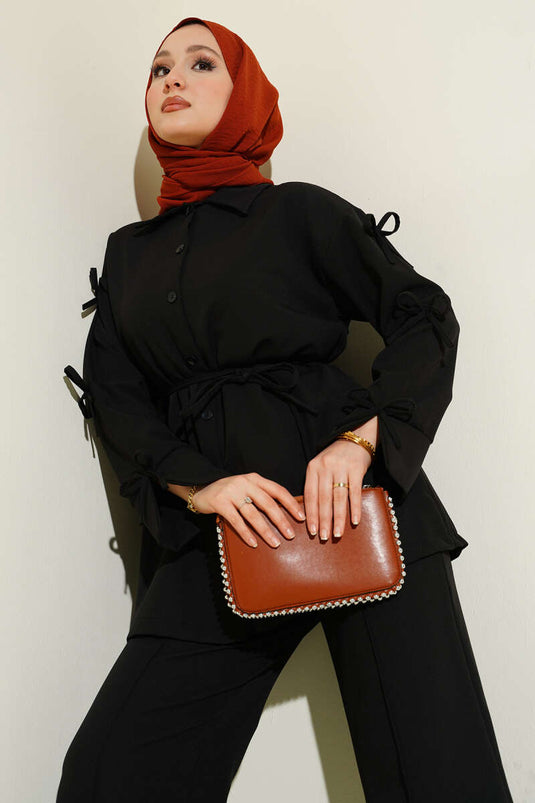 Kol Fiyonk Detail Doppel Zweiteiler Schwarz