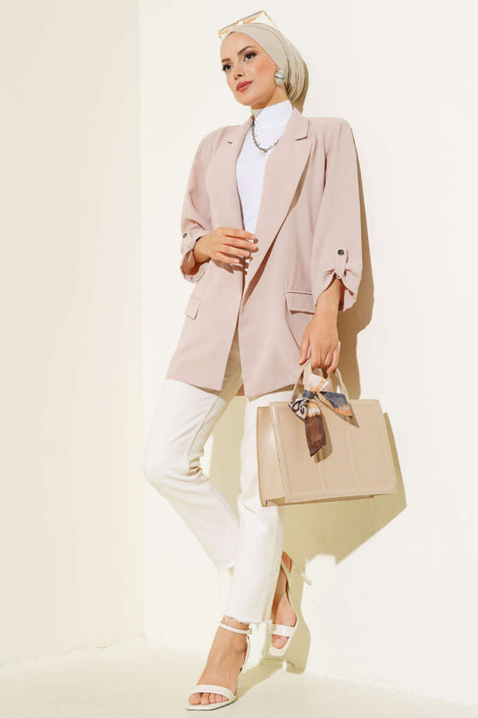 Folded Pocket Detailed Jacket Stone