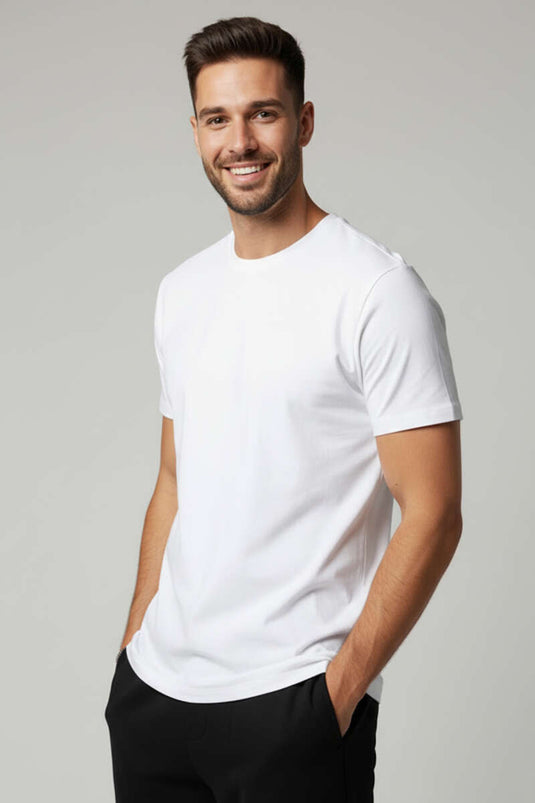 T-shirt basique homme à plusieurs couches blanc
