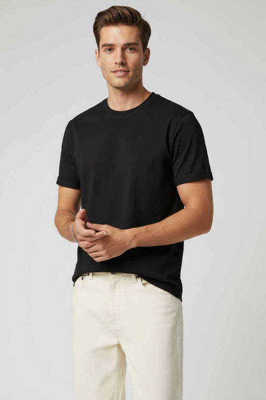 T-shirt basique homme à manches longues noir