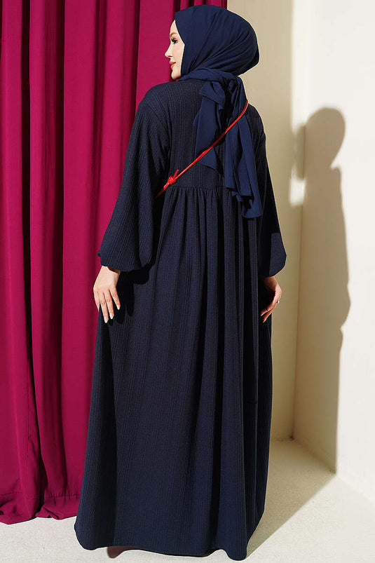 Robe Élastiquée À Motifs Marine