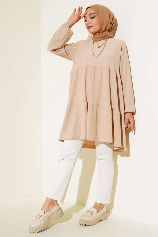 Tunique à manches élastiques beige