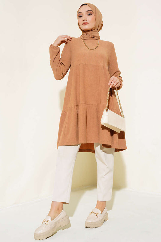 Tunique Camel avec Manche Elastique