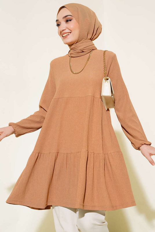 Tunique Camel avec Manche Elastique