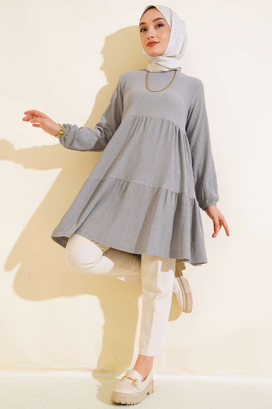 Kol Lastikli Tunik Gri