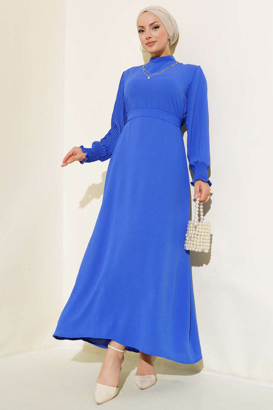 Kol Piliseli Elbise Saks