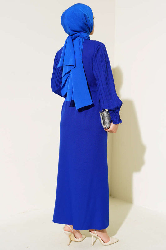 Abaya Saks aus plissiertem Stein mit Ärmeln