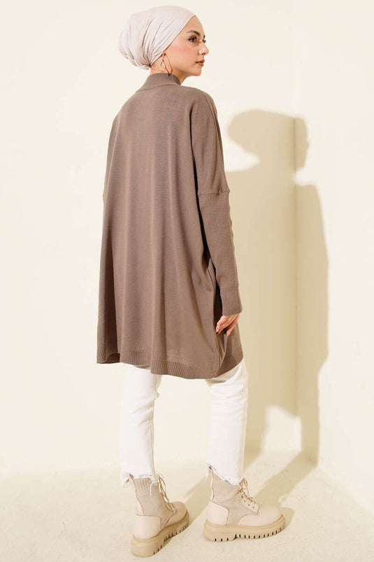 Tunique oversize en maille à manches côtelées et vison