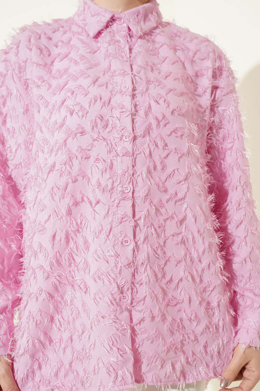 Camicia con collo a coste e barba rosa