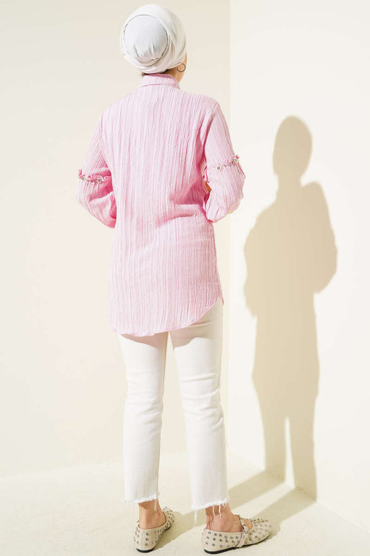 Sleeve Stone Tree Bark Shirt Pink