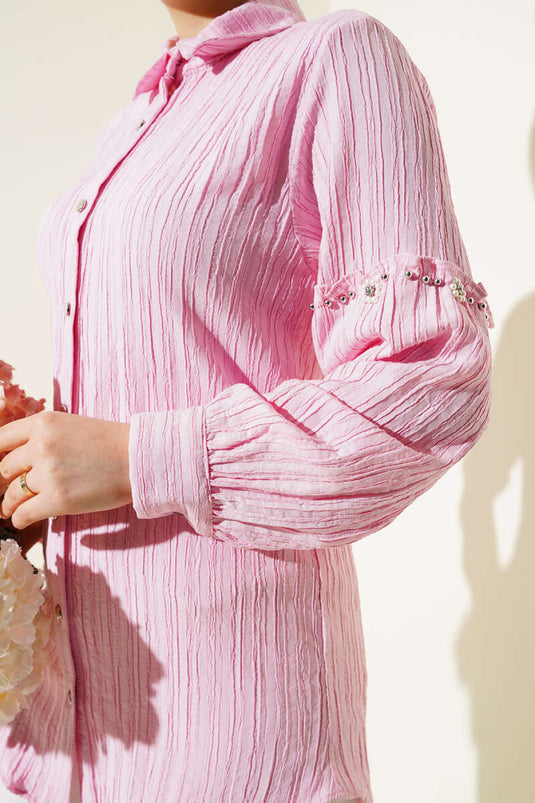 Sleeve Stone Tree Bark Shirt Pink