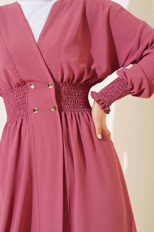 Cardigan with Gathered Sleeves and Waist Platter, Powder