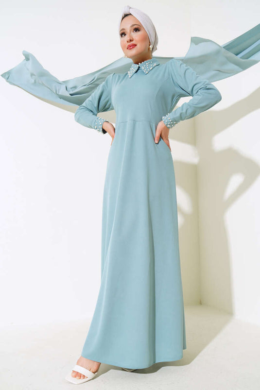 Collar Pearl Dress Mint