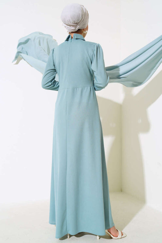 Kol Yaka İncili Elbise Mint