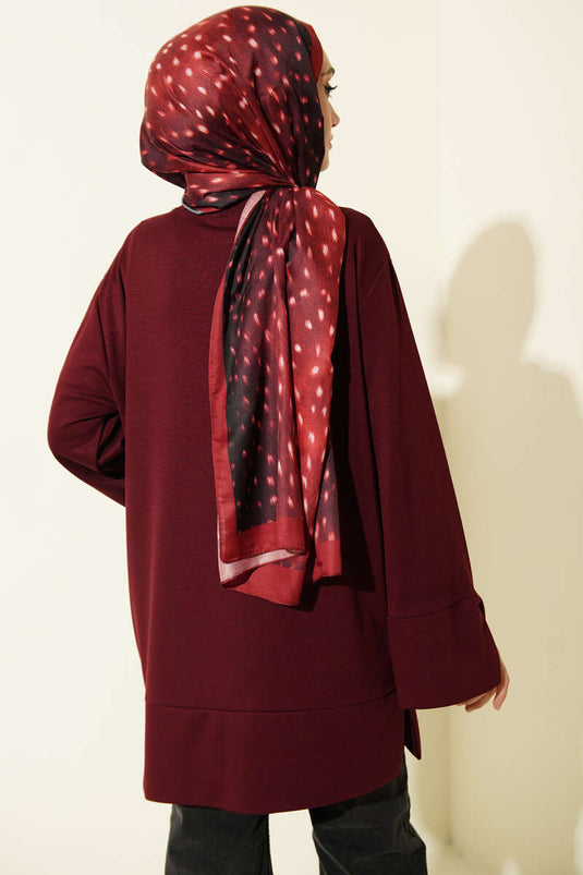 Burgundy Tunic with Sleeve Slits Loyşa
