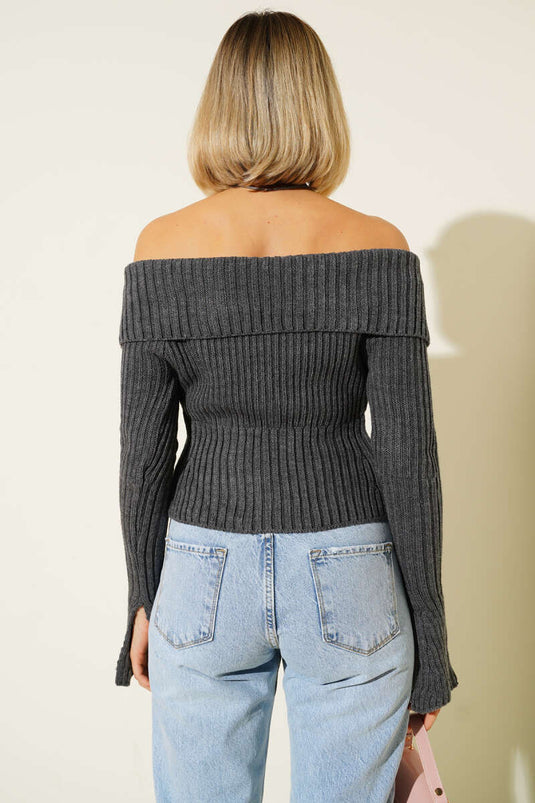 Cardigan senza maniche in maglia, grigio scuro