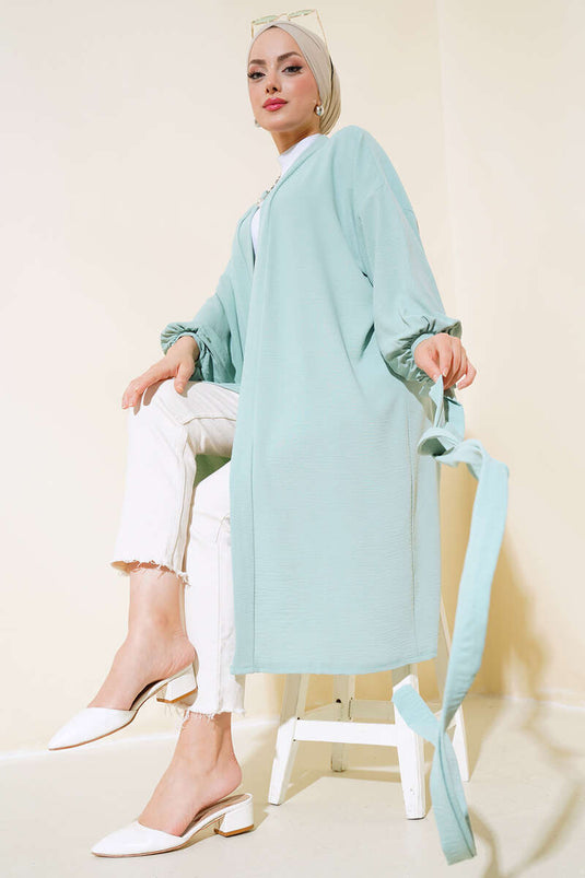 سترة أيروبين بأكمام دانتيل نعناع