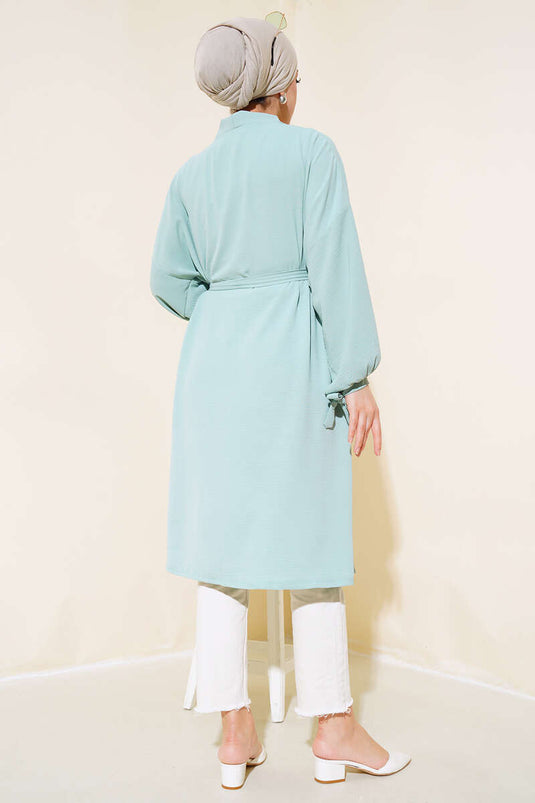 سترة أيروبين بأكمام دانتيل نعناع