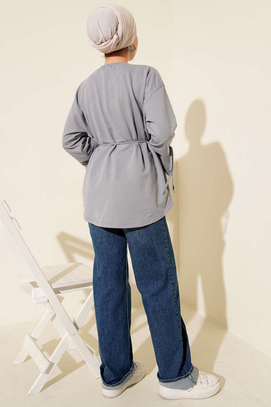 Tunique à deux cordons et manches lacées, gris ardoise