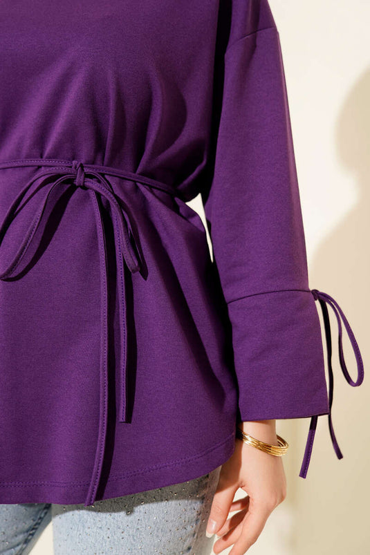 Tunique à double cordon et manches lacées, violette