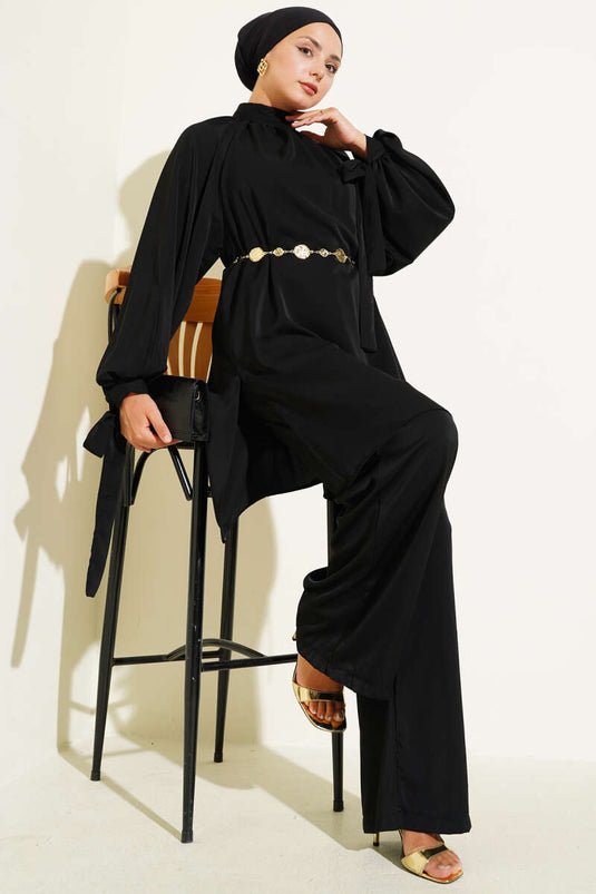 Kolları Bağlamalı İkili Takım Siyah