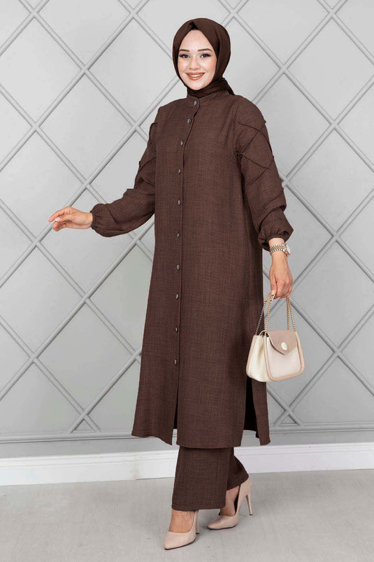 Tuta Pullover a Maniche Doppie Marrone Amaro