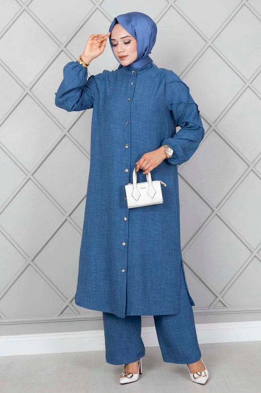 Ensemble Double Avec Manches Indigo