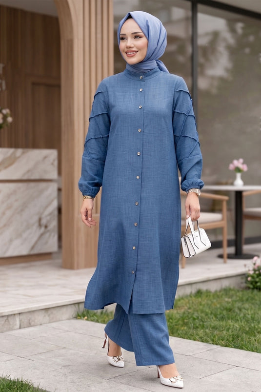 Ensemble Double Avec Manches Indigo