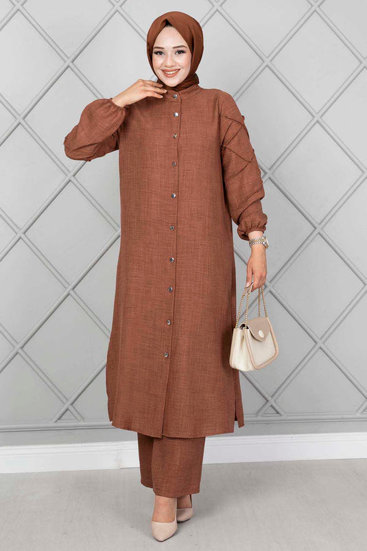 Dobbeltsæt med ærmer Brun