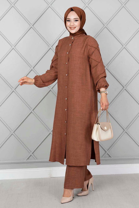 Ensemble double avec manches marron