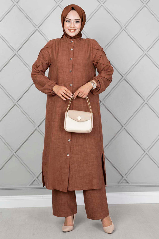 Dobbeltsæt med ærmer Brun