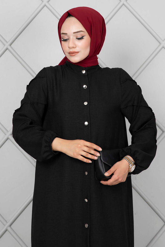 Black Two-Piece Set with Rolled Sleeves