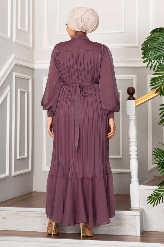 Organza Sleeves Modest Evening Dress Dusty Rose