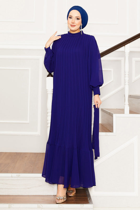 Robe de soirée hijab à manches en organza Saxe