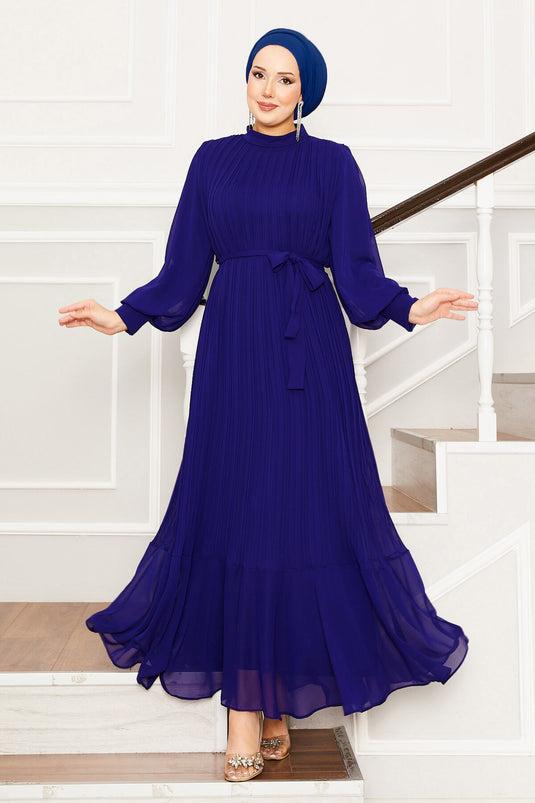 Robe de soirée hijab à manches en organza Saxe