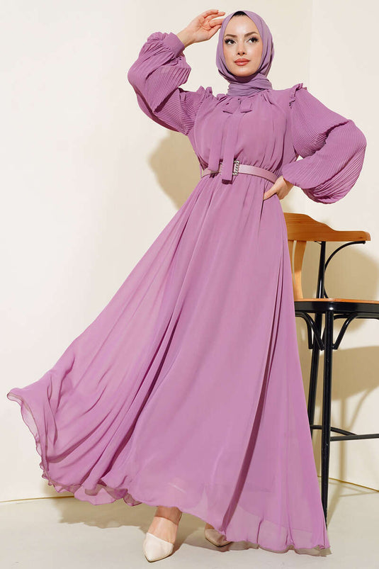 Kleid mit Faltenärmeln Dusty Rose