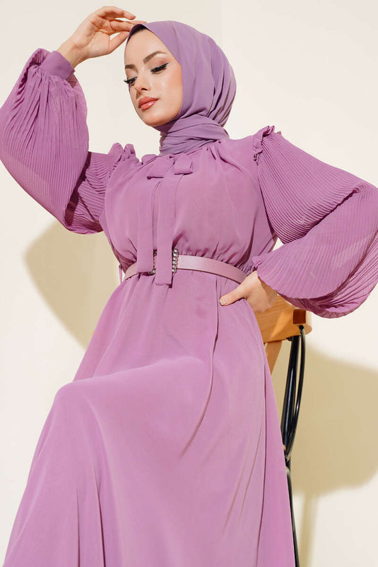 Kleid mit Faltenärmeln Dusty Rose