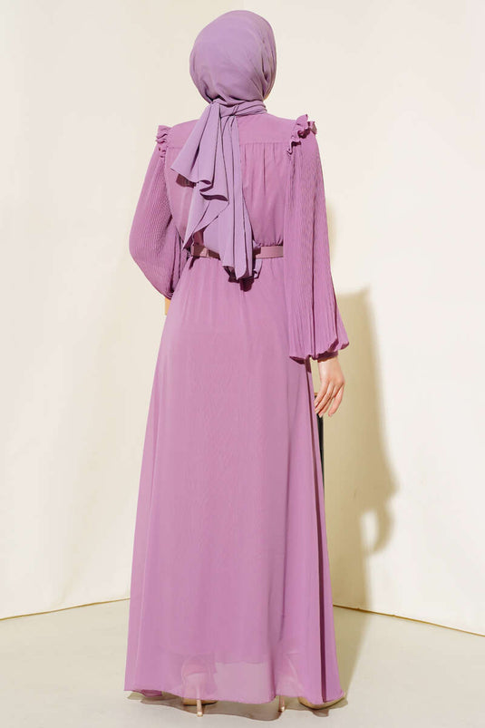 Kleid mit Faltenärmeln Dusty Rose