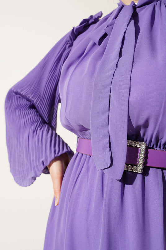 Robe à manches plissées lilas