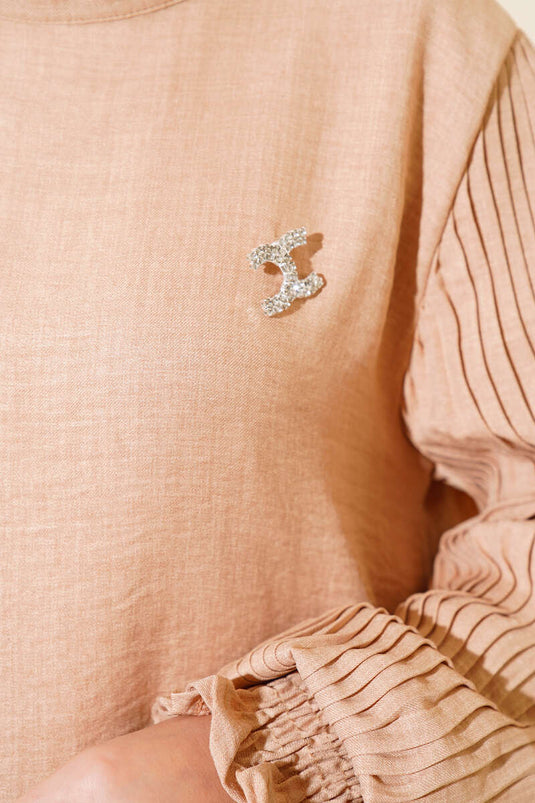 Geplooide mouwen Linnen Dubbele Set Latte