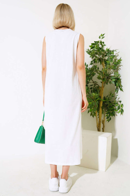 Robe basique sans manches écru