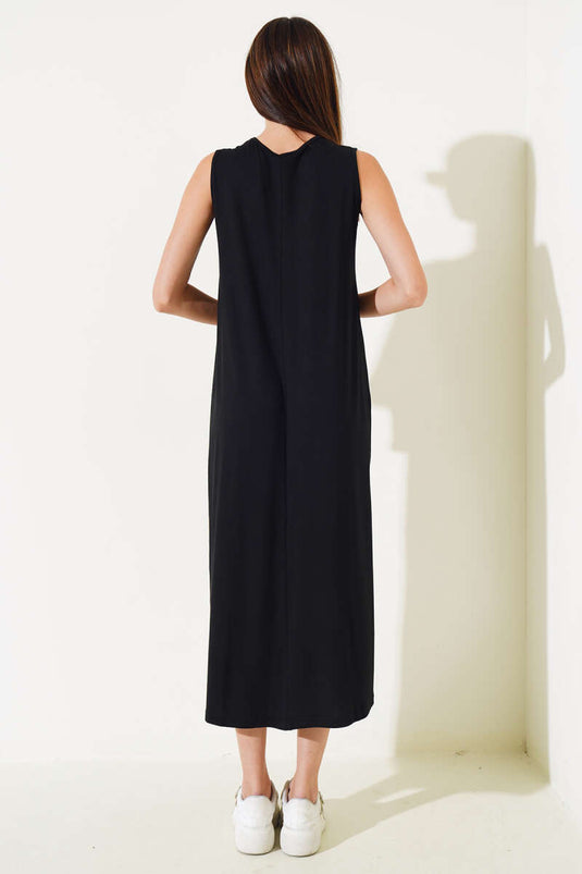 Robe longue basique sans manches noire
