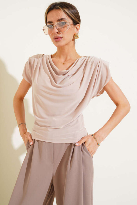 Ärmellose Bluse Beige