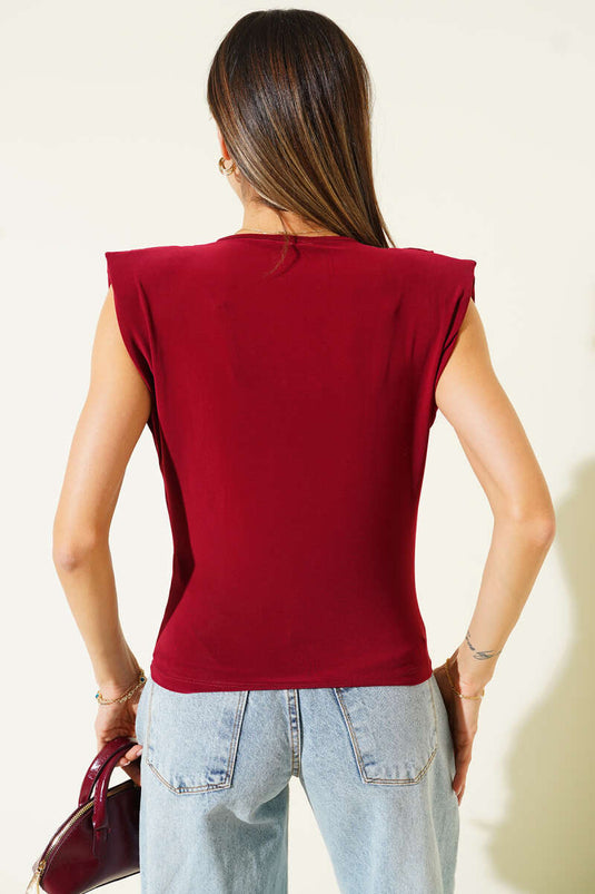 Kolsuz Bluz Bordo